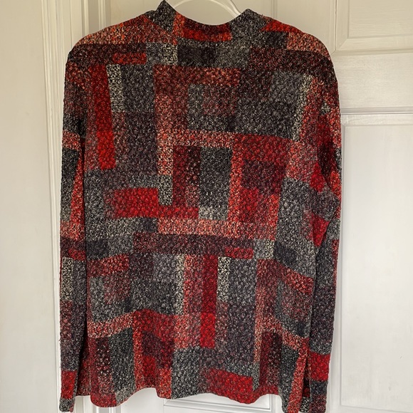 QVC, Citiknits, Large, lightweight zip front cardigan jacket, grey and red - Picture 4 of 6